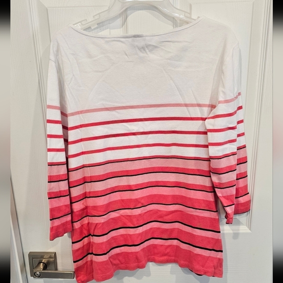 Christopher & Banks Women's Pink Ombre Striped 3/4 Sleeve Tee Size--Large - Picture 3 of 5